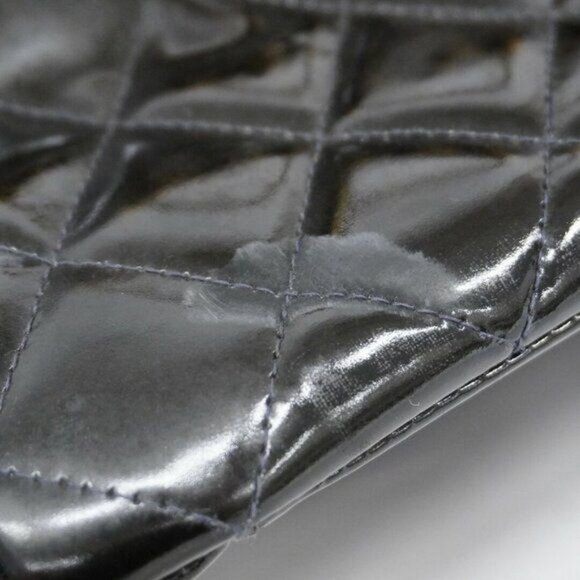 CHANEL CC Patent Shopping Tote Quilted Chain Shoulder Bag Gold Purse - Picture 15 of 16